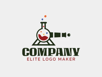 Logotipo ideal para diferentes negocios en forma de un cañón combinado con un matraz de laboratorio con diseño creativo y estilo abstracto.