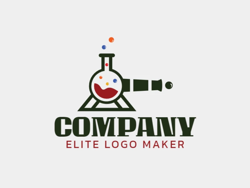 Logotipo ideal para diferentes negocios en forma de un cañón combinado con un matraz de laboratorio con diseño creativo y estilo abstracto.