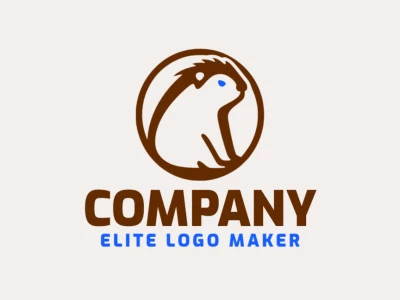 Crear un logotipo para su empresa en forma de un carpincho con estilo animal y colores azul y marrón.