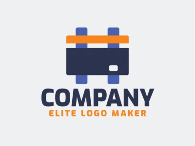 Logotipo de vector en forma de una tarjeta combinado con una hashtag con estilo minimalista y colores azul y naranja.