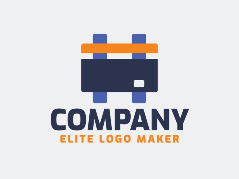 Logotipo de vector en forma de una tarjeta combinado con una hashtag con estilo minimalista y colores azul y naranja.