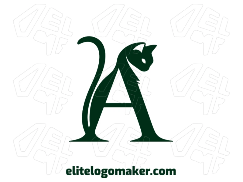 Gato Combinado Con Una Letra "A" Modelo Creativo De Logotipo Logotipo creativo con doble significado, presentando un gato combinado con la letra 'A' para un diseño único y divertido.