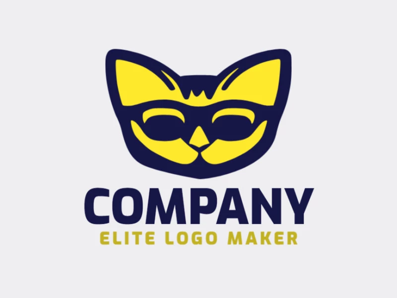 Logotipo personalizable en forma de una cabeza de gato con diseño creativo y estilo minimalista.