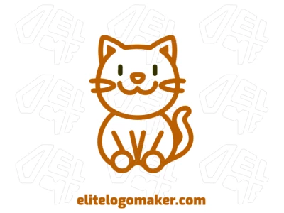 El gato con un diseño creativo y estilo infantil ofrece un logotipo editable que puede ser fácilmente personalizado para adaptarse a diferentes necesidades.