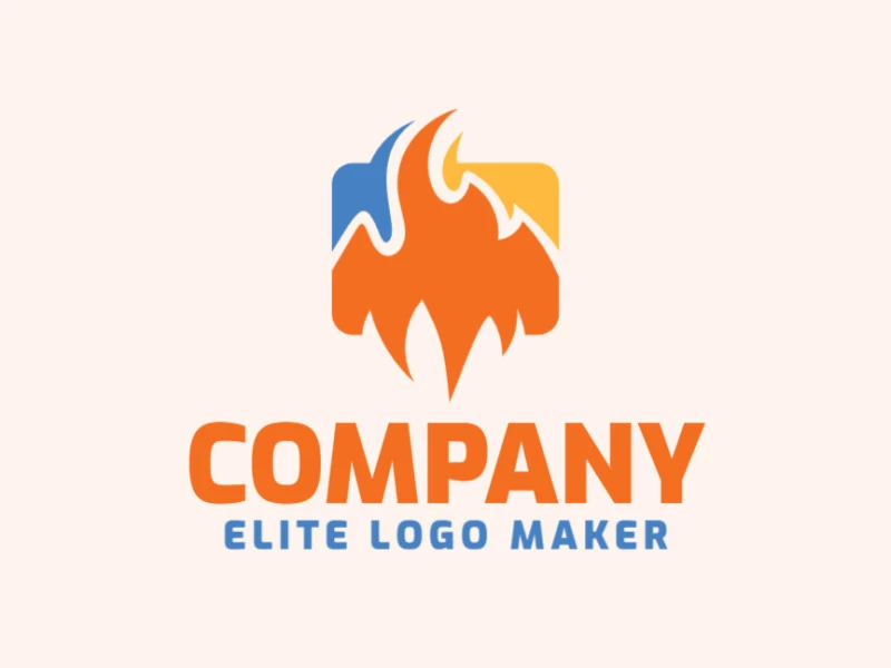 Cree un logotipo memorable para su negocio en forma de un cuadro de chat combinado con fuego, con un estilo abstracto y un diseño creativo.