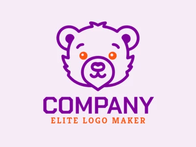 Un logotipo creativo en estilo monoline, mostrando el contorno simple y juguetón de una cabeza de oso infantil, ideal para una identidad visual atractiva.