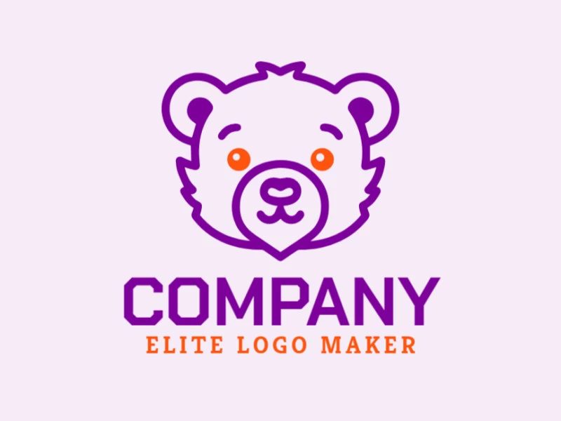 Un logotipo creativo en estilo monoline, mostrando el contorno simple y juguetón de una cabeza de oso infantil, ideal para una identidad visual atractiva.