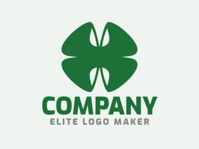 Logotipo personalizable en forma de un trébol compuesto por un estilo abstracto y color verde.