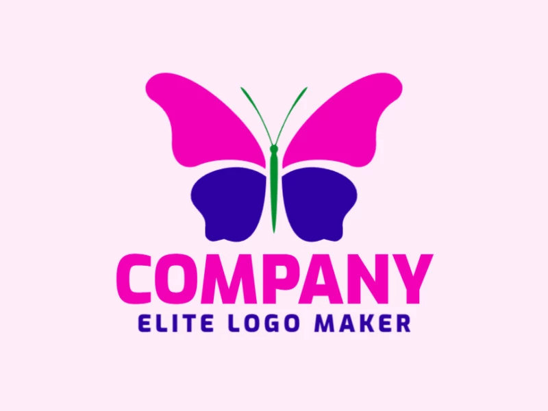 Logotipo creativo en forma de una mariposa colorida con diseño refinado y estilo minimalista.