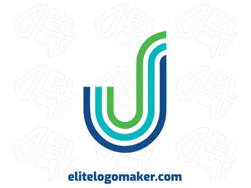 Letra "J" Colorida - Haz Un Logotipo Logotipo elegante con la letra "J" colorida en estilo de letra inicial, ideal para crear una identidad de marca vibrante y sofisticada.