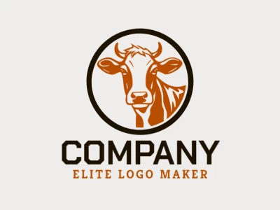 Crea un logotipo ideal para tu negocio en forma de una vaca con un estilo circular y colores personalizables.