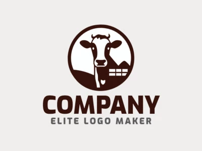 Concepto de logotipo creativo con elementos originales que forman una vaca con diseño de élite y color marrón oscuro.