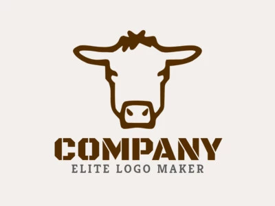 Logotipo de vector en forma de una cabeza de Vaca con estilo minimalista y color marrón.