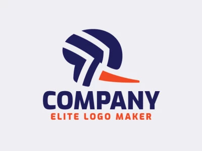 Logotipo simple compuesto de formas abstractas, que forman un pájaro loco en colores azul y naranja.