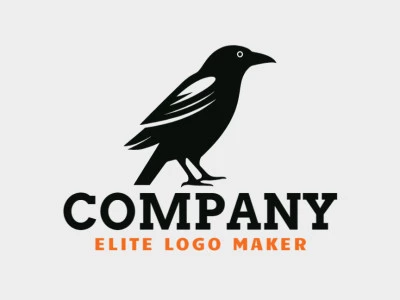 Crea un logotipo ideal para tu negocio en forma de un cuervo con un estilo abstracto y colores personalizables.