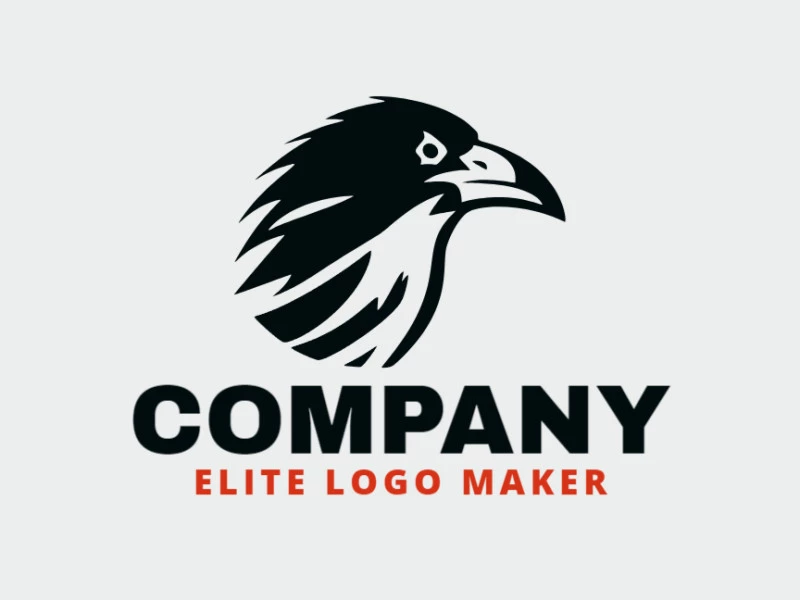 Logotipo profesional en forma de un cuervo con diseño creativo y estilo abstracto.