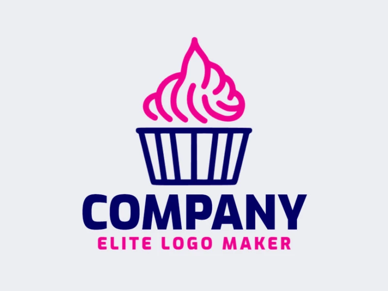 Crea un logotipo ideal para tu negocio en forma de una magdalena con un estilo simple y colores personalizables.