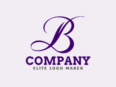 Un logotipo de letra inicial elegante con una 'B' cursiva en morado, perfecto para agregar elegancia a tu marca.