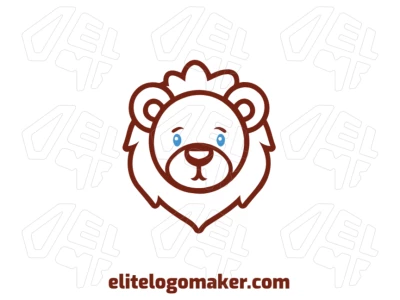 Barato logotipo minimalista con cabeza de león de diseño personalizable, ofreciendo líneas limpias, estética moderna e identidad visual versátil.