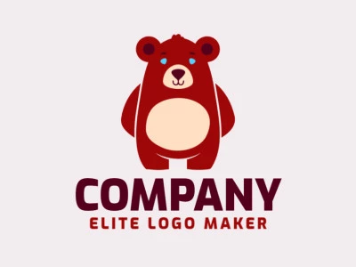 Un logotipo de mascota adorable con un oso lindo, encarnando calidez y amistad en una paleta de tonos azules, marrones y beige.