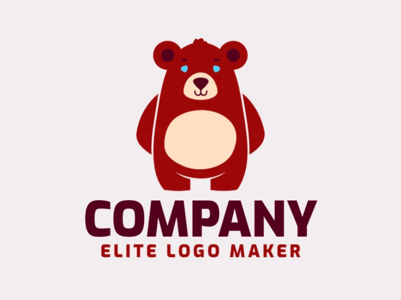 Un logotipo de mascota adorable con un oso lindo, encarnando calidez y amistad en una paleta de tonos azules, marrones y beige.