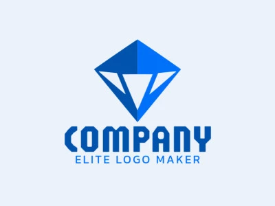 Logotipo simple con un diseño refinado que forma un diamante en colores azul y azul oscuro.