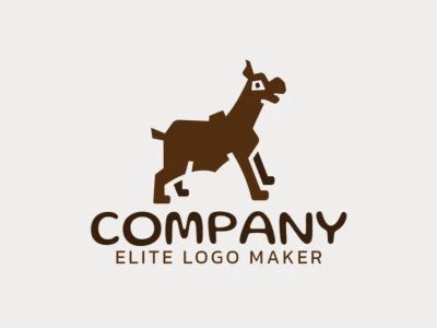 Logotipo personalizable en forma de un perro compuesto por un estilo abstracto y color marrón.