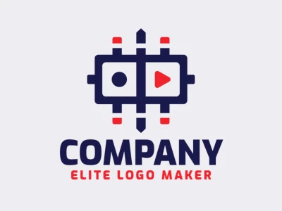 Logotipo profesional en forma de un dominó combinado con un robot, con un estilo minimalista, el color utilizado fue el azul.