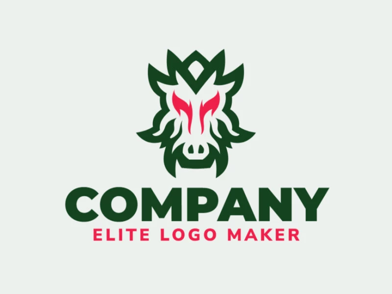 Logotipo abstracto con un diseño refinado, que forma un dragón, en colores verde y rojo.