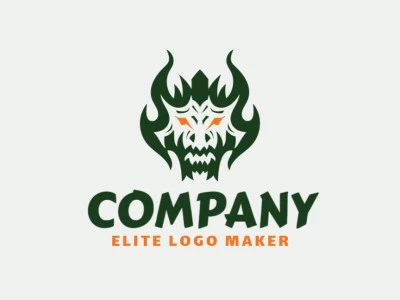 Crear su logotipo en línea con la forma de una cabeza de dragón con colores personalizables y estilo abstracto.