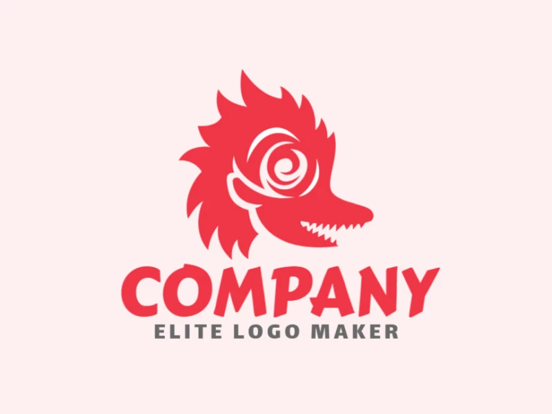 Logotipo disponible para descargar en forma de un dragón combinado con una rosa con estilo abstracto y color rojo.