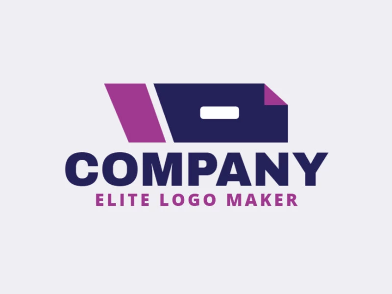 Logotipo profesional en forma de un cajón combinado con un borrador, con diseño creativo y estilo abstracto.