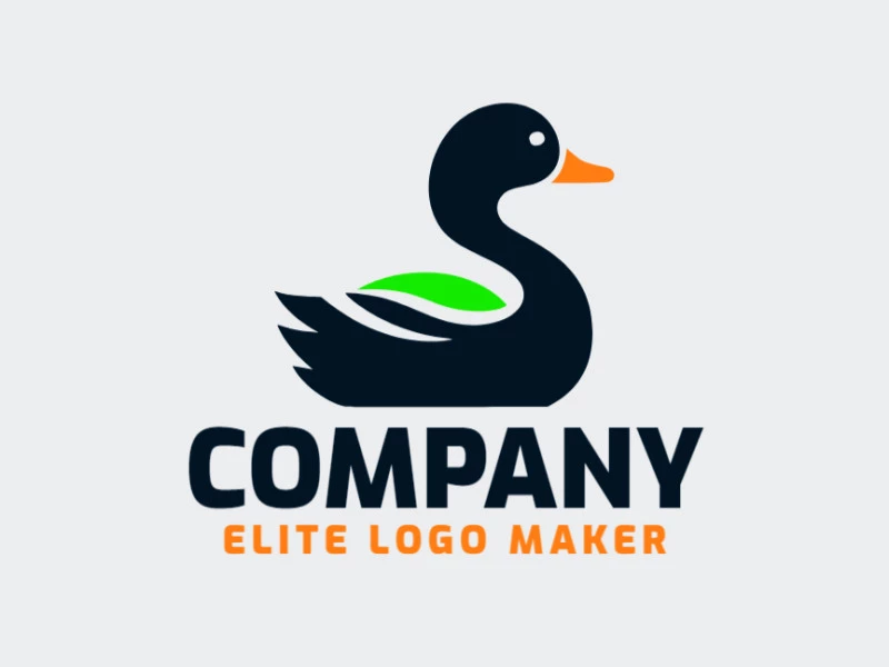 Logotipo personalizable en forma de un pato con diseño creativo y estilo minimalista.