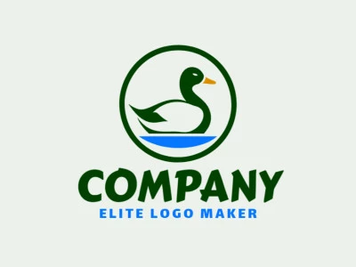 Crea un logotipo ideal para tu negocio en forma de un pato con un estilo minimalista y colores personalizables.