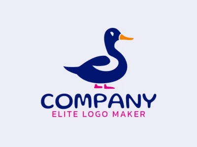 Un logotipo minimalista de pato, fusionando los tonos vibrantes de naranja, rosa y azul oscuro en una armonía juguetona.