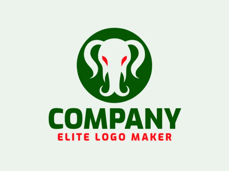 Crear un logotipo para su empresa en forma de un elefante combinado con una alienígena con estilo abstracto y colores verde y rojo.