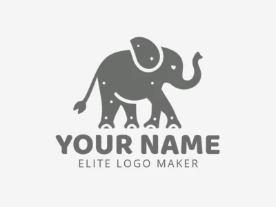 Un diseño creativo de logo con un elefante caminando, simbolizando fuerza y elegancia con un toque dinámico y único.