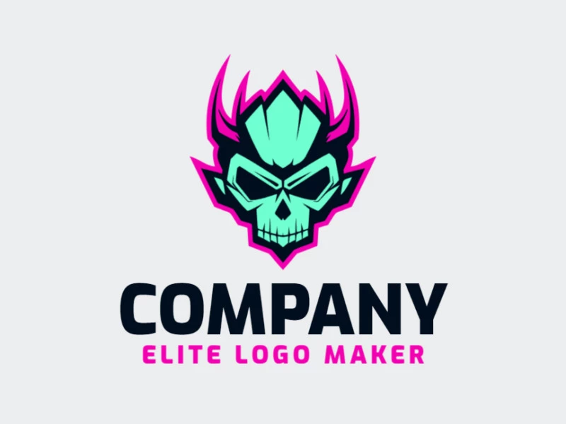 El logotipo abstracto y atrevido presenta una calavera increíblemente elegante en tonos de verde, negro y rosa. Es la mezcla perfecta de peligro y estilo.