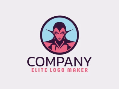 Logotipo ideal para diferentes empresas en forma de una bruja malvada con un estilo simétrico.