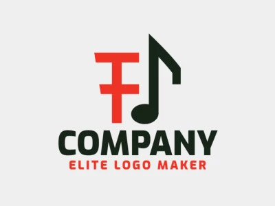 Logotipo moderno en forma de una letra "F" combinado con una nota musical, con diseño profesional y estilo minimalista.