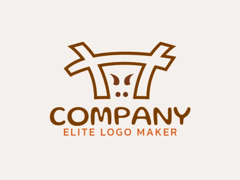 Logotipo vectorial en forma de una vaca combinado con una cerca con diseño minimalista y color marrón.