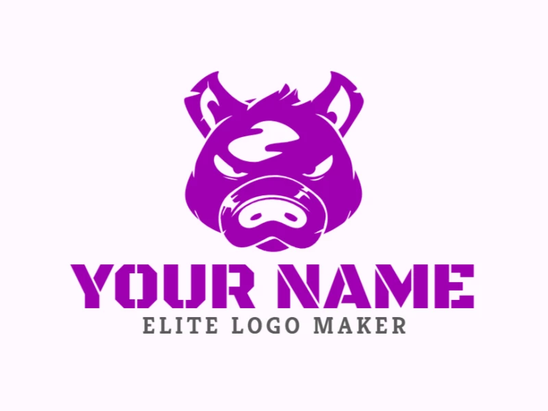 Un diseño de logo abstracto con una cabeza de cerdo gordo en tonos suaves de rosa, brindando una solución personalizable y divertida para creadores de logotipos.