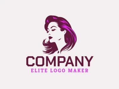 Logotipo simple con un diseño refinado que forma un rostro femenino en colores violeta y rosa.