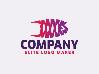 Logotipo disponible para venta en forma de un pez con estilo gradiente y colores violeta y rosa.