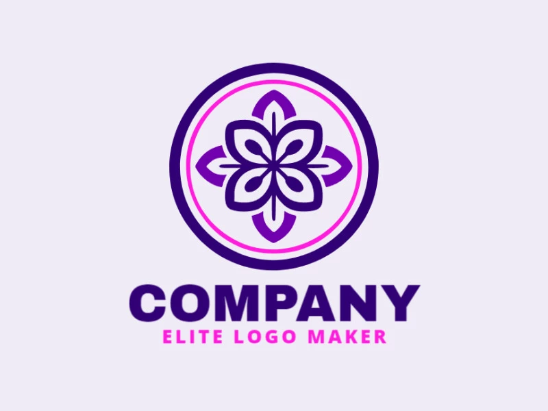 Cree un logotipo vectorial para su empresa en forma de una flor con un estilo abstracto, los colores utilizados son violeta y rosa.