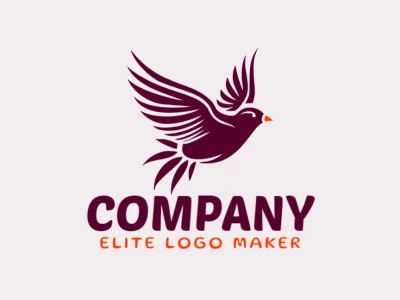 Crear su logotipo en línea con la forma de un Ave volando con colores personalizables y estilo simple.