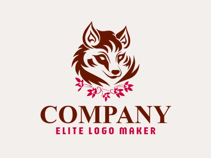 Logotipo ideal para diferentes negocios en forma de un zorro combinado con flores, con diseño creativo y estilo abstracto.