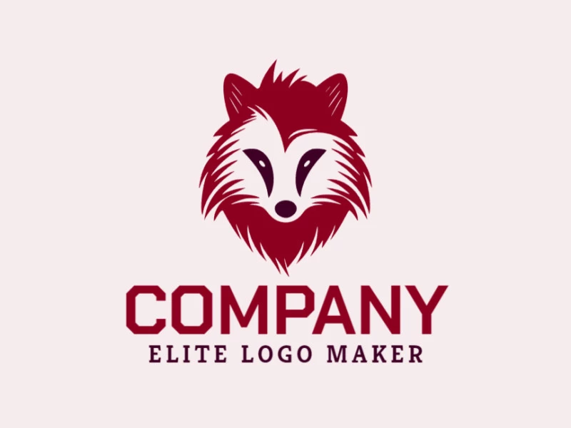 Logotipo personalizable en forma de una cabeza de zorro compuesto por un estilo minimalista y colores rojo y marrón oscuro.