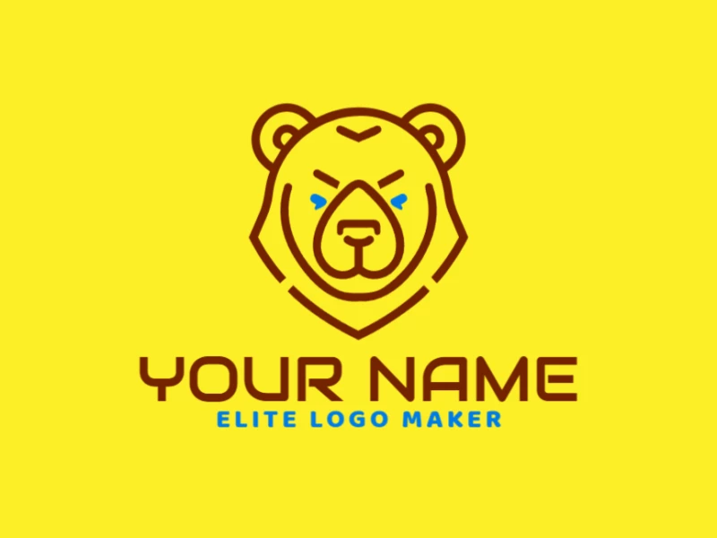 Un logotipo personalizable y económico con la cabeza de un oso marrón amistoso en estilo minimalista, diseñado para un aspecto destacado y acogedor.