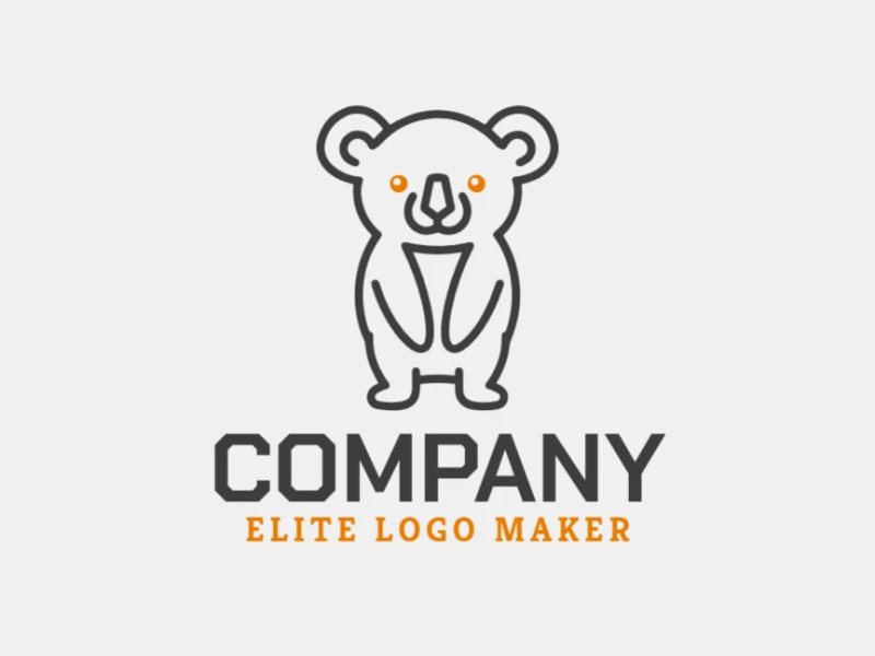 Un logotipo monolínea creativo con un koala amigable, diseñado con líneas continuas para un diseño diferente y único.